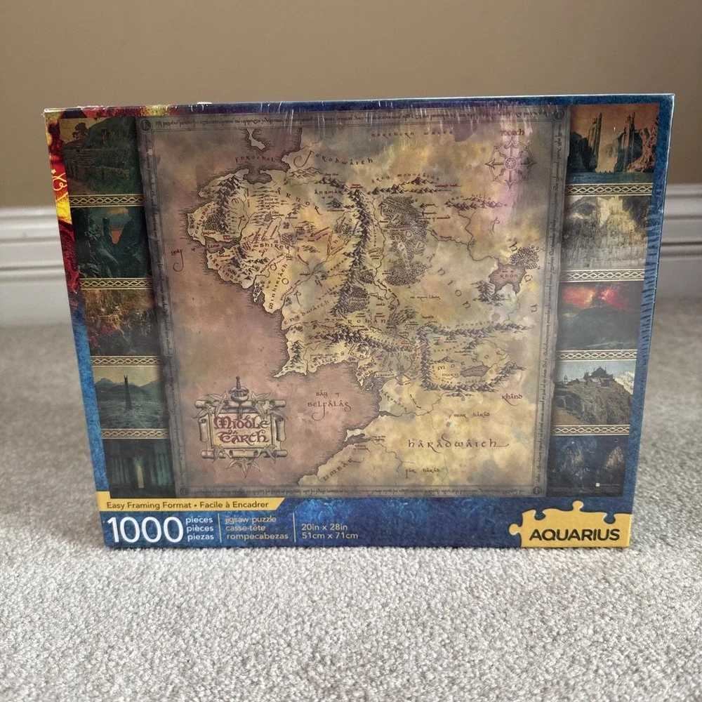 Aquarius Lord of The Rings 1000 Piece Middle Earth Map Jigsaw Puzzle New Sealed